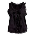 thumbnail image 4 of Black Tshirts for Women Sleeveless Lace Tank Tops Vacation Front Tie Mesh Chiffon Tops Womens Shirts, 4 of 4