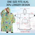 thumbnail image 4 of Oversized Wearable Blanket Hoodie,Green Dinosaurs Cacti Pattern Sherpa Blanket Hoodie with Super Pockets,Super Warm Fuzzy Pullover for Women & Men, 4 of 6