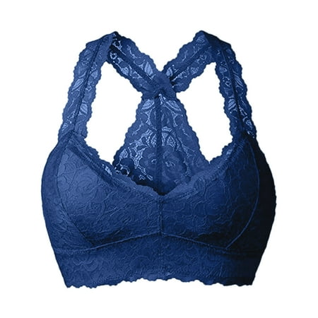 HYSYSB Lace Bra balconette Bras for Women unlined Bras for Women padded Sports Bras for Women  Women Plus Size Vest Crop Wire Bra Lingerie Sexy V Neck Underwear Lingerie S 3xl  seamless Blue M