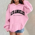 thumbnail image 2 of Telankuip Oversized Hoodies for Teen Girls Los Angeles Letter Print Drop Shoulder Pullover Sweatshirts Children Casual Workout Long Sleeve Loose Hooded Tops with Pocket Pink 8-10 Years, 2 of 4