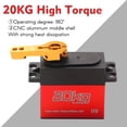thumbnail image 2 of Digital Servo 20kg High Torque 2pcs 180° Stainless Steel Gear Servo for 1/8 1/10 1/12 Scale RC Cars Robot Manipulator with 25T Arm, 2 of 8