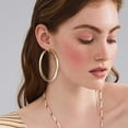 thumbnail image 4 of Chunky Gold Hoop Earrings for Women S925 Sterling Silver Post 14K Gold Plated Thick Tube Lightweight Hollow Hoops Earrings for Women, 4 of 6