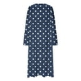 thumbnail image 5 of BiZtdJrK Womens Fall Nightdress Polka Dot Print Round Neck Long Sleeve Nightgowns Plus Size Loose Pajama Maxi Dresses Navy L, 5 of 7