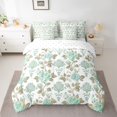 thumbnail image 2 of Homewish Bintage Victorian Flower 7pcs Bedding Comforter Set,Country Floral Queen Bedding Sets,Beige Cyan Queen Sheet Sets For Men Women,,Lightweight Room Decorative Reversible, 2 of 8