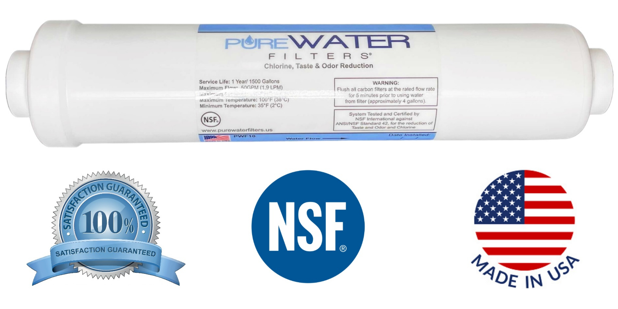 Inline Water Filter Kit for Ice Makers with 1/4" Tubing and a T-Connector - image 2 of 11