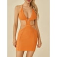 thumbnail image 3 of Elippeo Women Halter Bodycon Mini Dress, Sleeveless Tie Backless Hollow Out Knit Beach Dress, 3 of 9