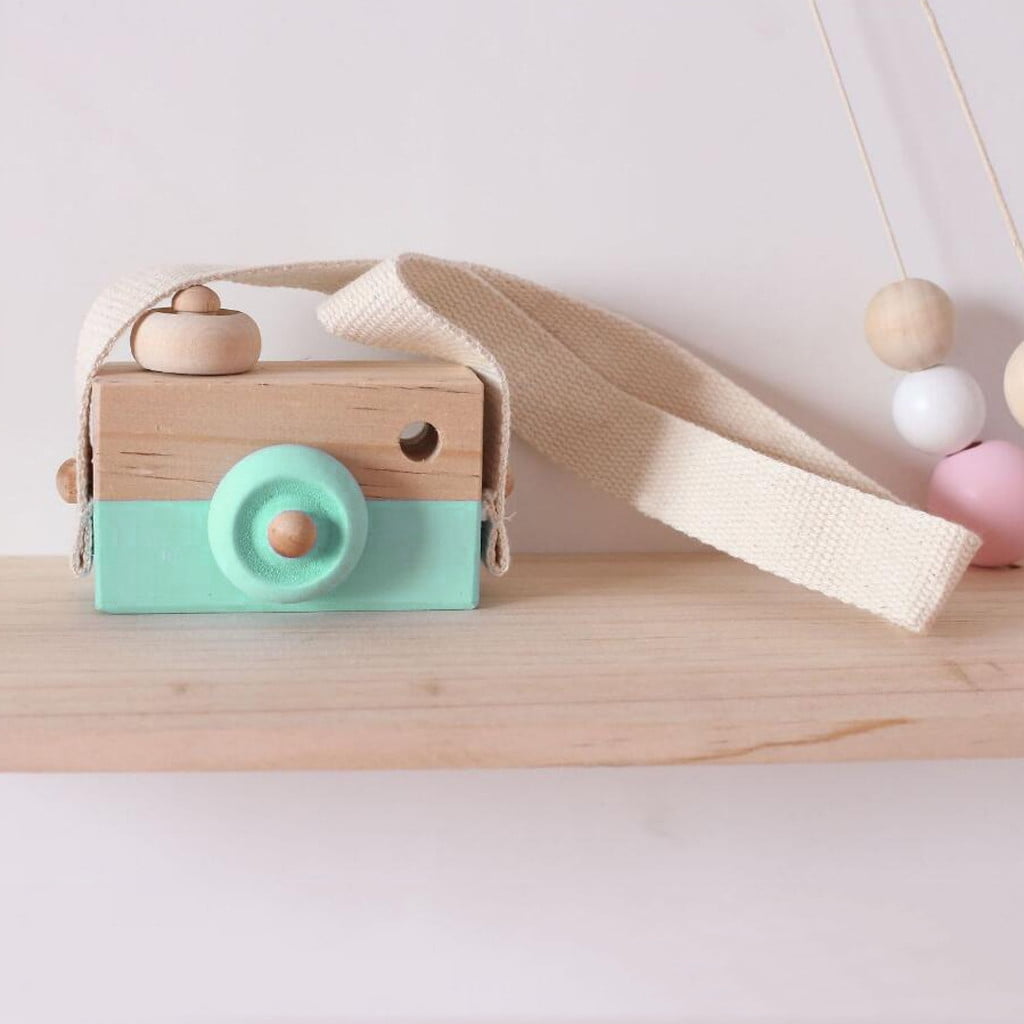 WEPRO Wooden Toy Camera Kids Creative Neck Hanging Rope Toy Photography