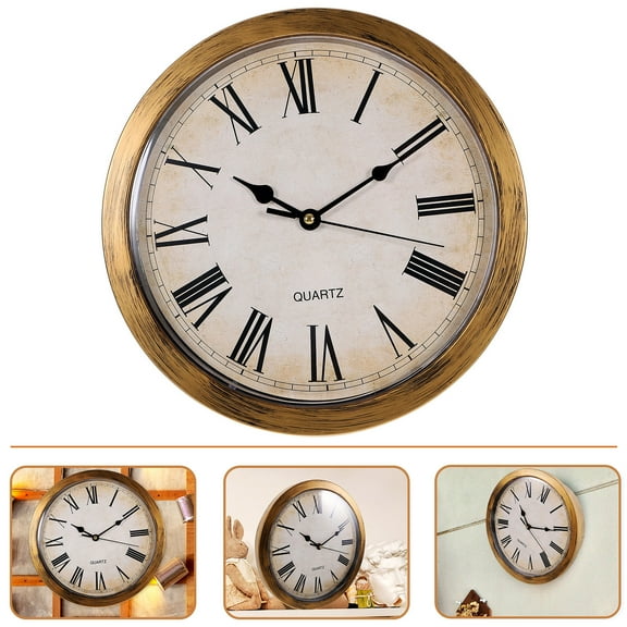 HONMEET Vintage Round Wall Clock Safe Box Security Lock Storage for Office Home 1 Set