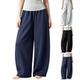 thumbnail image 2 of Baggy Barrel Sweatpants Wide Leg Pants for Teen Girls Open Bottom Casual Sweat Pants Elastic Waist Lace Trim Y2K Streetwear, 2 of 5
