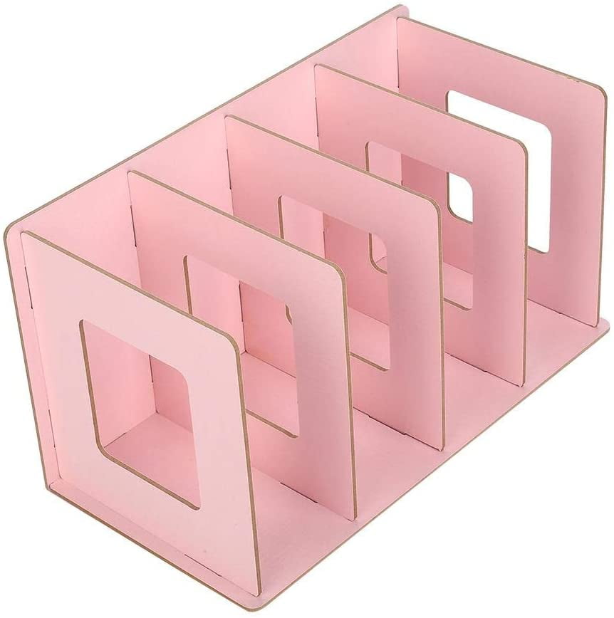JLSJ Magazine File Holder Vertical Wooden Folder 4 Section Folder Book Desktop Organizer DIY