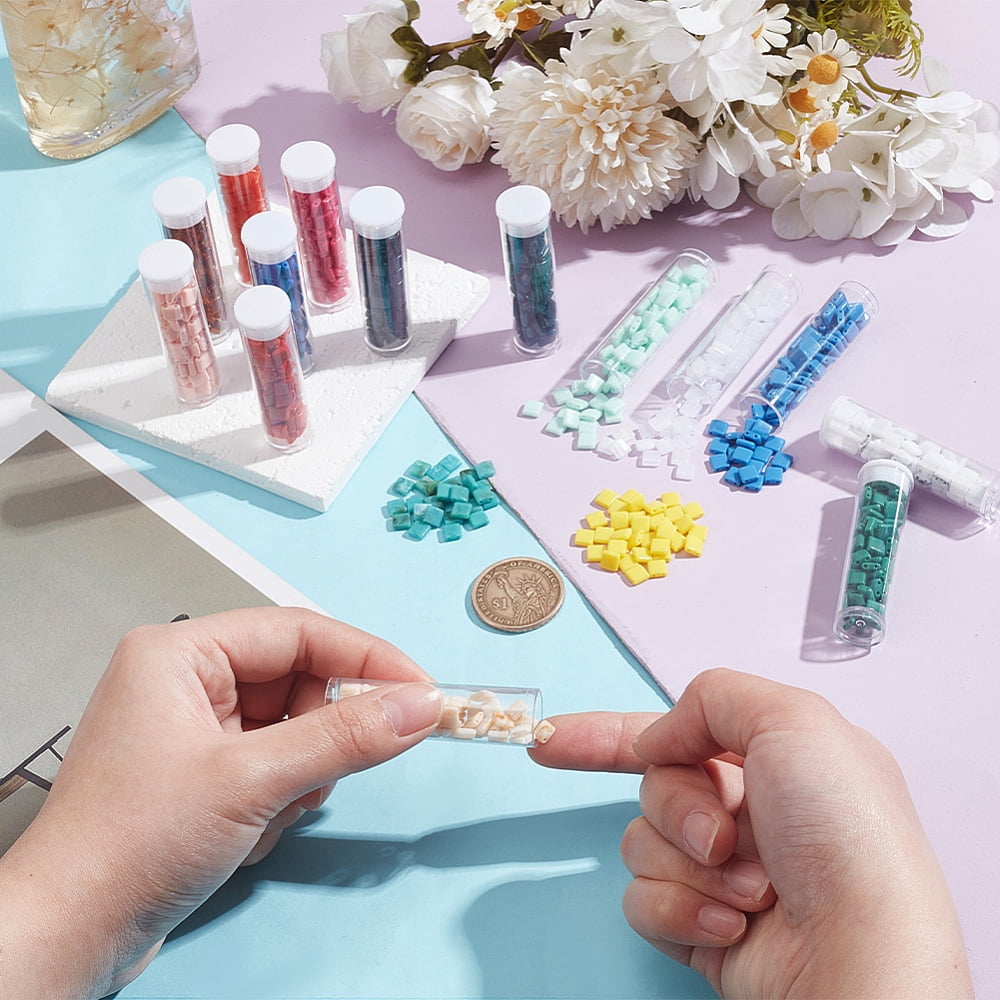 1120Pcs 16 Colors Opaque Acrylic Slide Charms Square Mixed Color 5.2x5.2x2mm Hole: 0.8mm 70pcs/color diy
