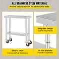 thumbnail image 5 of KFFKFF Silver Commercial Kitchen Workstation, 30x12x34 Inches, 700 LBS Weight Limit, Equipped with 4 Casters, 3 Height Adjustment Options, Robust Stainless Steel Food Preparation Table, 5 of 9