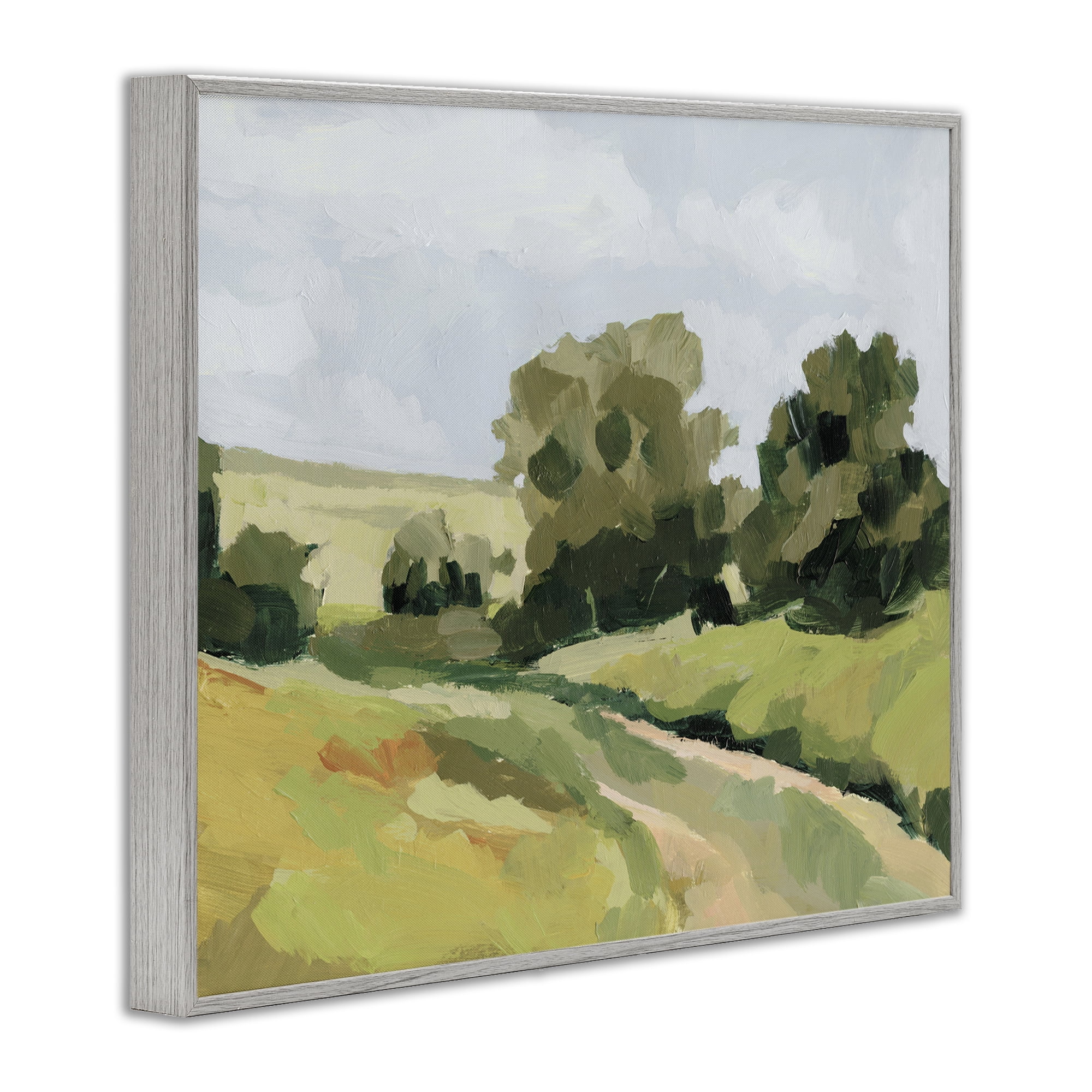 Stupell Industries Winding Path Impression Landscape Painting Gray Framed Art Print Wall Art, 14 x 11
