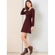 thumbnail image 4 of Vestido A Cuadros De Manga Larga Con Cuello Cuadrado Vintage De Otoño Para Mujer Oro rojo XL, 4 of 6