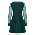 thumbnail image 5 of Blczomt Lace Dress Women Long Sleeve Green Mini Dress Dressy Casual Wrap V Neck Solid Formal Dresses, 5 of 6