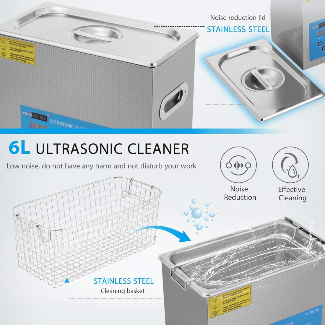 SPECSTAR Professional 6L Portable Touch Controllable Electric Ultrasonic Cleaner Machine with Digital Timer and Heater for Parts Jewelry Watch Coin Glass Circuit Board