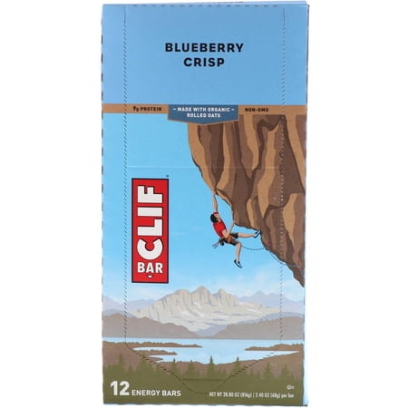CLIF BAR - Blueberry Almond Crisp - Made with Organic Oats - Energy Bars - Non-GMO - Plant Based Protein Bars (12 Pack)