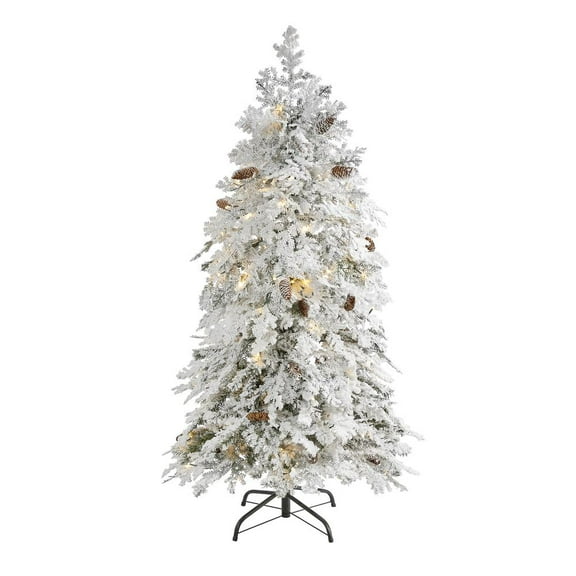 Nearly Natural 5ft. Flocked Montana Down Swept Spruce Artificial Christmas Tree