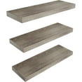 thumbnail image 6 of Floating Shelves for Grey Wood Wall Shelf for Bedroom, 24 Inch Wall Mounted Floating Shelves for Bathroom Living Room Kitchen Office, 1.5" Thick Floating Book Shelves for Wall, Set of 3, 6 of 12