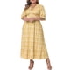 thumbnail image 5 of Vestido largo A Line de media manga en V para mujer plus size Agnes Orinda 2X amarillo, 5 of 8