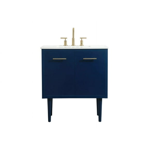 Elegant Decor Cyrus 30" Aluminum MDF Single Bathroom Vanity in Blue