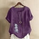 thumbnail image 3 of Túnica de Manga Corta Tops para las Mujeres Océano Pescado Impreso Blusa, Ropa Casual Ver Botón Arriba Camiseta, 3 of 4