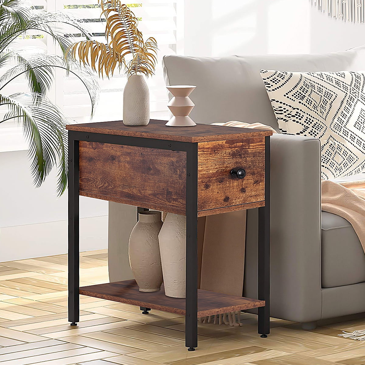 Vintage Look Industrial Furniture Bedside Night Table Side Table Nightstands 