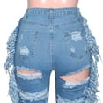 thumbnail image 5 of Womens Straight Leg Jeans High Waisted Ripped Flare Jeans for Women Distressed Bell Bottom Jeans Legdings Pants Side Tassels S-79 Blue S, 5 of 9