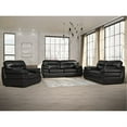 thumbnail image 2 of Sunset Trading Jayson 3-Piece Modern Top-Grain Leather Living Room Set in Black, 2 of 5