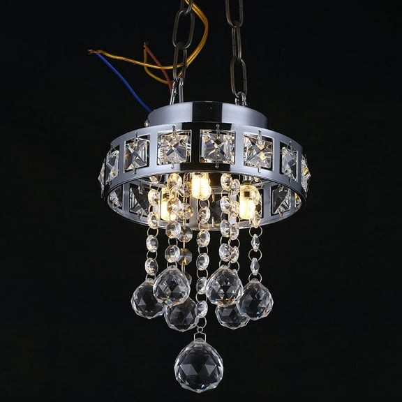 WHAMVOX Modern Crystal Chandelier LED Ceiling Light Lamp Pendant Lighting Fixture for Hallway Bedroom Dining Room Living Room Corridor 12W (Chrome Lamp Body and Warm Light)