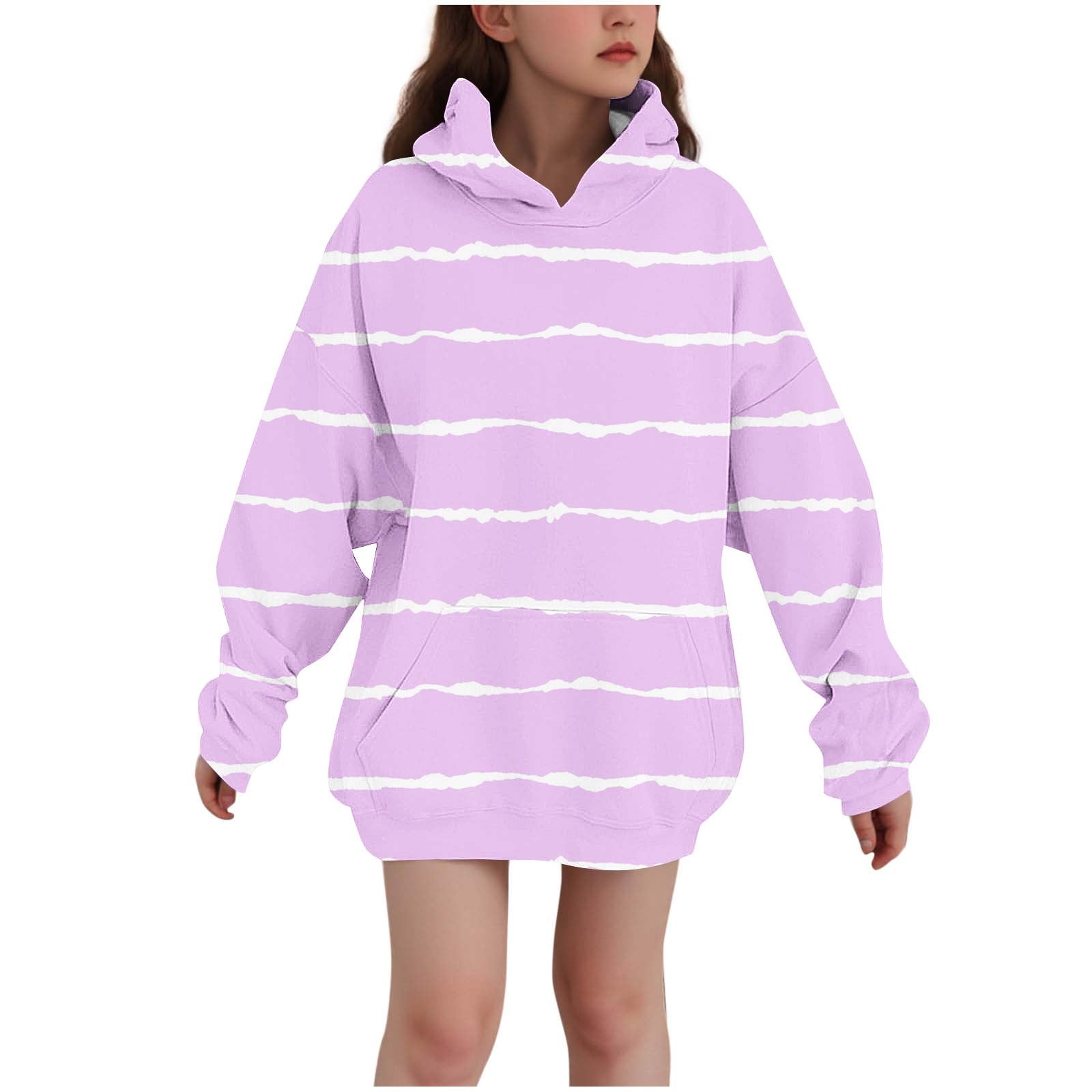 yillto Girls Hoodies Sweatshirts Long Sleeve Oversized Casual Pullover Sweatshirt Top with Pockets