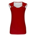 thumbnail image 4 of Tank Tops for Women Plus Size Sleeveless Round Neck Solid Color Camisole T-shirt Loose Tank Wine L, 4 of 4