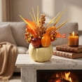 thumbnail image 5 of Artificial Foam Pumpkin Table Centerpiece, Fall Harvest Arrangement with Maple Leaves Berries Sunflower Gourds, Halloween Thanksgiving Decor for Home Dining Table Mantel Shelf, B, 5 of 8