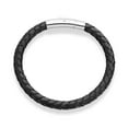 thumbnail image 3 of Miabella Genuine Italian Braided Leather Bracelet for Men, Stainless Steel Clasp, Made in Italy (Black, Small - 7" Length), 3 of 6