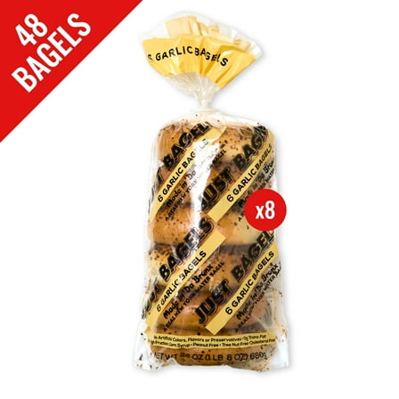 Just Bagels Fresh Garlic Bagels, Wheat and Barley Flour, 24 count, 8 Packs