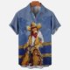 thumbnail image 3 of Camisa retro de vaquero occidental con estampado 3D para hombre, manga corta, solapa, botones clásicos, moda urbana, ropa de verano, extra grande, 3 of 5