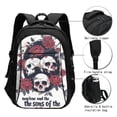 thumbnail image 3 of Balery Gothic Skulls And Roses Mochila con carga USB para hombre y mujer - Mochila impermeable y antirrobo para laptop con puerto USB para viajes, trabajo, 3 of 7