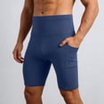 thumbnail image 2 of Mens Cycling Shorts No Padding Biking Shorts with Pockets Tummy Control Athletic Gym Workout Spandex Shorts Navy, Size XL, 2 of 5