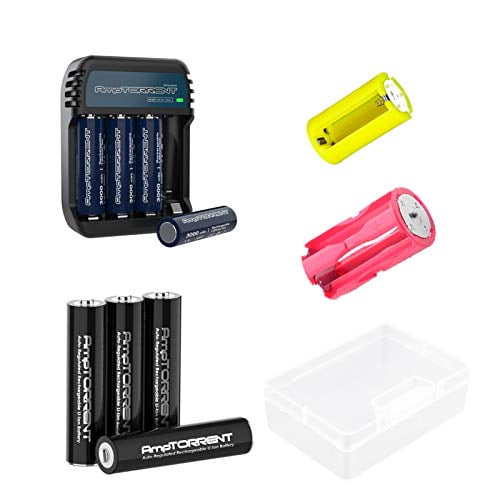 AA AAA Rechargeable Battery,AmpTorrent Battery Storage Organizer Holder