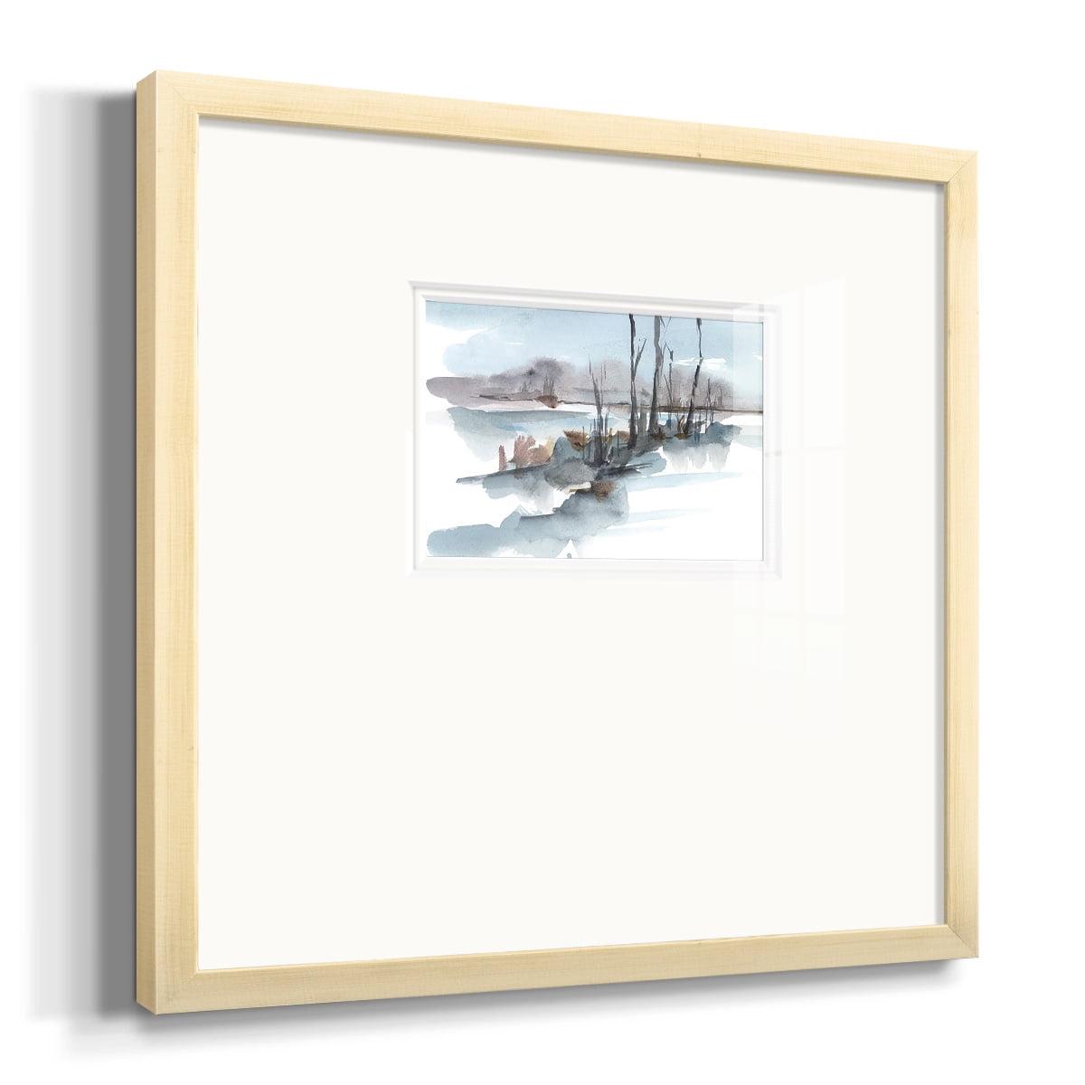 Winter Stream Watercolor IPremium Framed Print