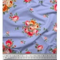 thumbnail image 1 of Soimoi Polyester Crepe Fabric Leaves & Rose Flower Printed Fabric 1 Yard 42 Inch Wide, 1 of 1