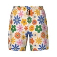 thumbnail image 4 of Lsque Mens Swim Trunks Groovy Daisy Flowers Pattern - Bathing Suit Compression Liner - Beach Swim Shorts Swimwear - (S-3XL) - Stretch Quick Dry -Small, 4 of 9