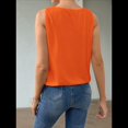 thumbnail image 4 of Chaleco de Moda con Cuello Redondo y Botones, Color Liso, Naranja, Talla M, 4 of 6