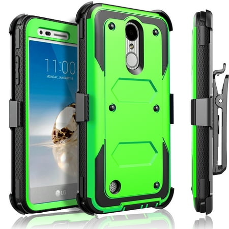 LG Aristo Case, LG LV3 Case, LG Phoenix 3 Case, LG K8 2017 Case, Dual Layers [Combo Holster] Case And Built-In Kickstand And Circlemalls Stylus Pen (Green)