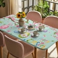 thumbnail image 3 of Easter Eggs Table Cloths for 5 Foot Rectangle Tables, Spring Watercolor Bunny Flower Green Patio Waterproof Elastic Fitted Tablecloths, Washable Rectangular Table Cover for Camping, 3 of 8