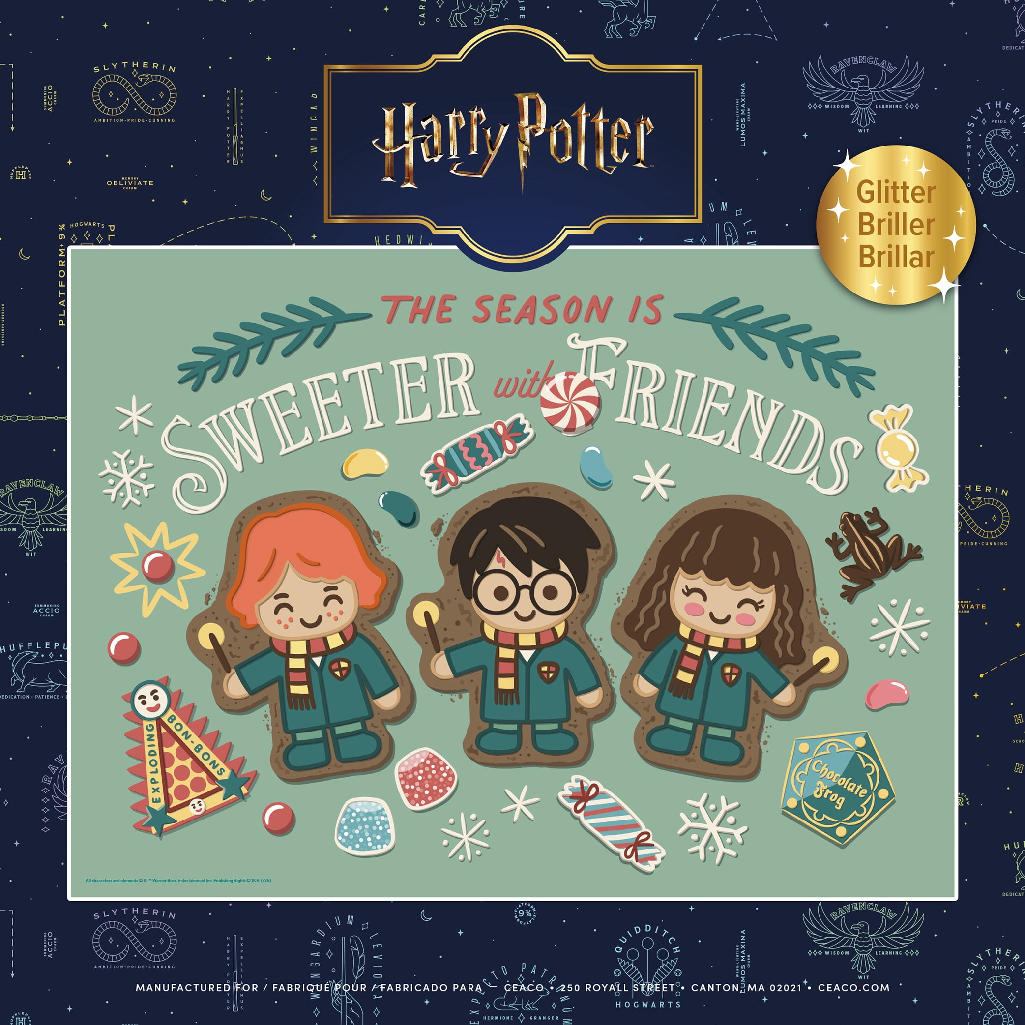 Ceaco Harry Potter The Season is Sweeter with Friends Glitter 100-Piece Interlocking Jigsaw Puzzle for Children Ages 6+
