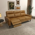 thumbnail image 5 of Modern Leather Incliner Sofa - 78.7" Waxy Tan Leather with Wood Frame for Comfortable Living Room Seating, 5 of 10