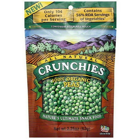 Crunchies 100% Organic Peas, 2.25 oz (Pack of 6)