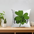 thumbnail image 3 of Funda de almohada de lino para el Día de San Patricio, 45 x 45 cm, color verde melocotón, de terciopelo, con estampado de trébol, suave, transpirable, decorativa, para sofá cama, decoración ecol, 3 of 5