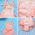 thumbnail image 4 of FYMNSI Newborn Infant Baby Girl Lace Romper 1st Birthday Cake Smash Outfit Princess Tutu Tulle Dress Bodysuit Flower Crown Headband 2pcs Set 12-18 Months Peach Pink, 4 of 7